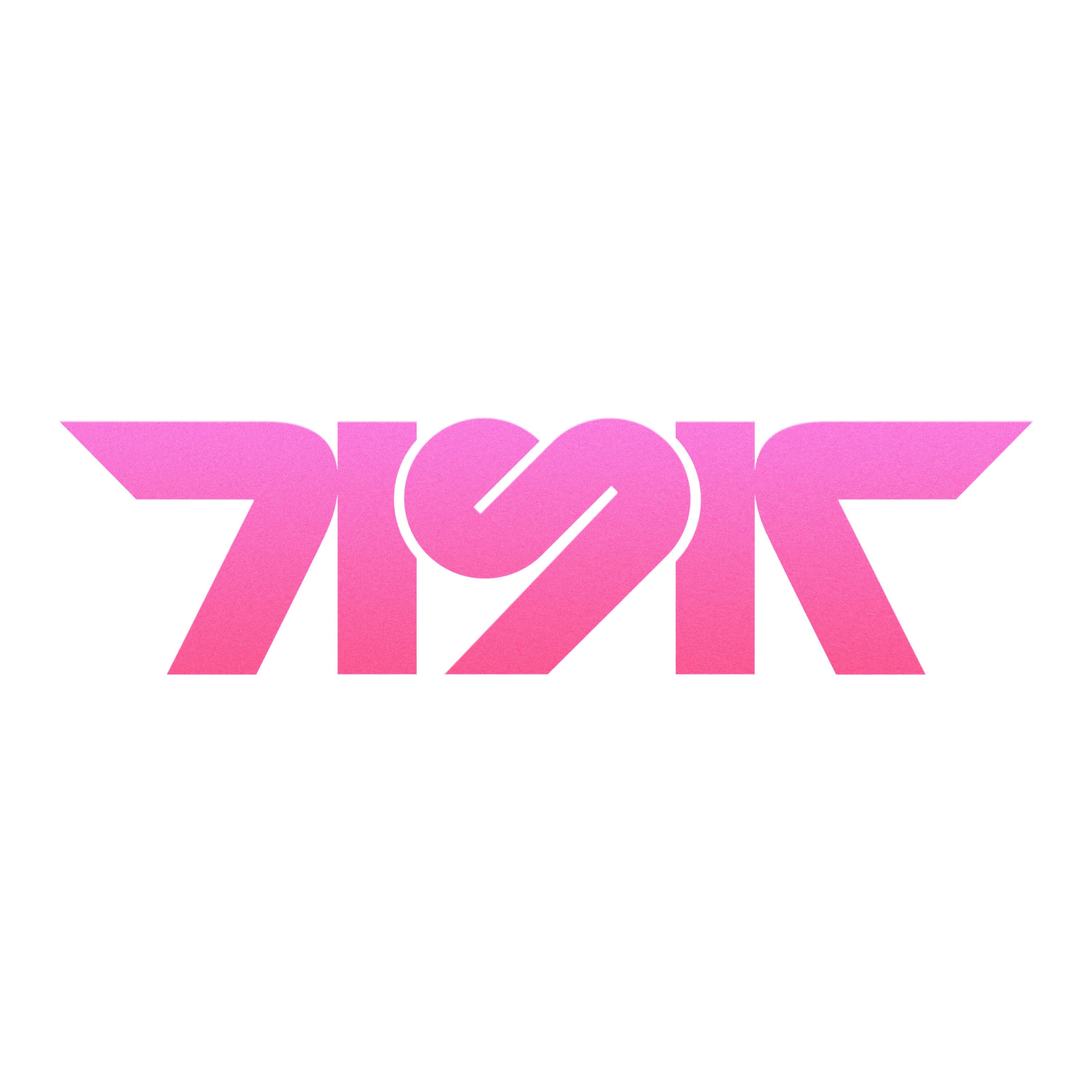 Pink angular KSK wordmark with a heart shaped central letter on white
