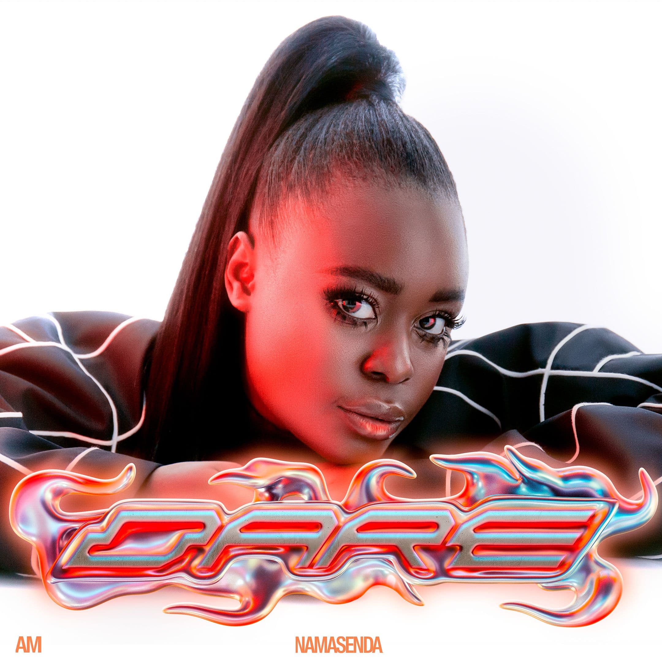 Portrait of Namasenda with red lighting and chrome DARE lettering across the bottom