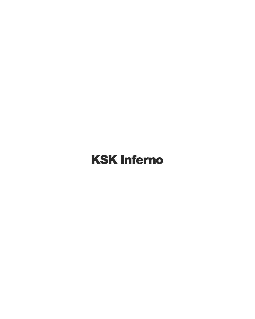 Black KSK Inferno title centred on white