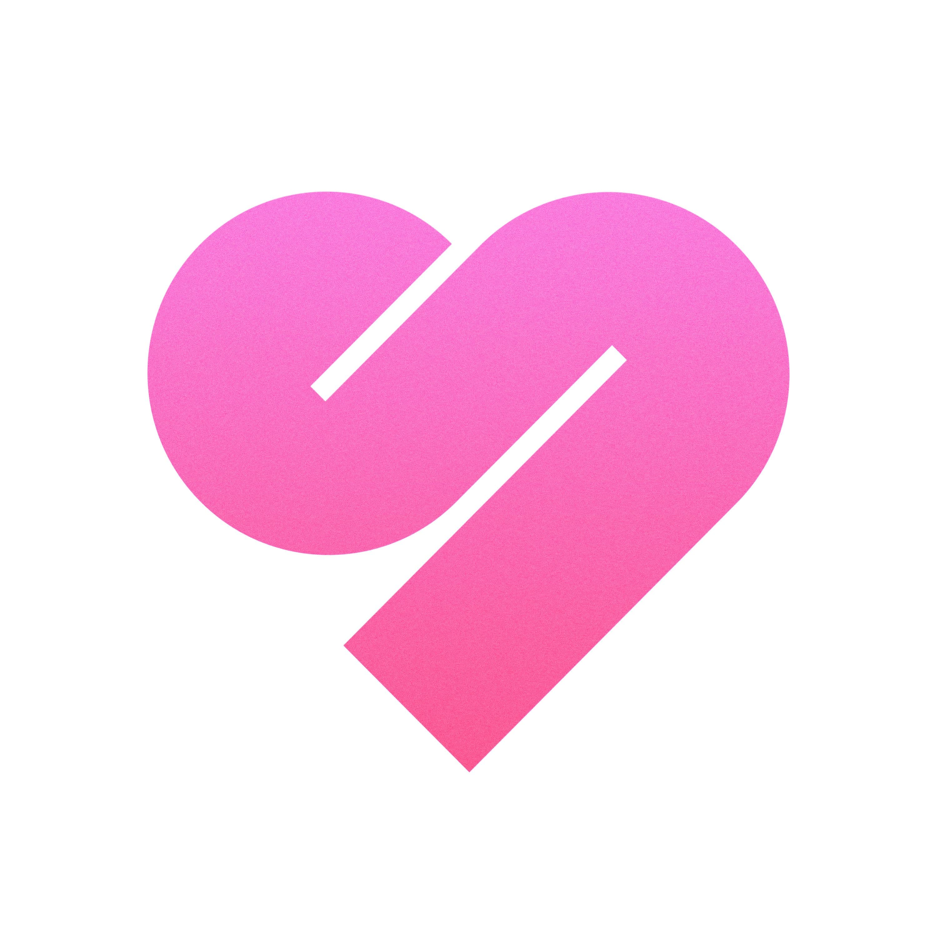 Pink heart shaped KSK symbol on white