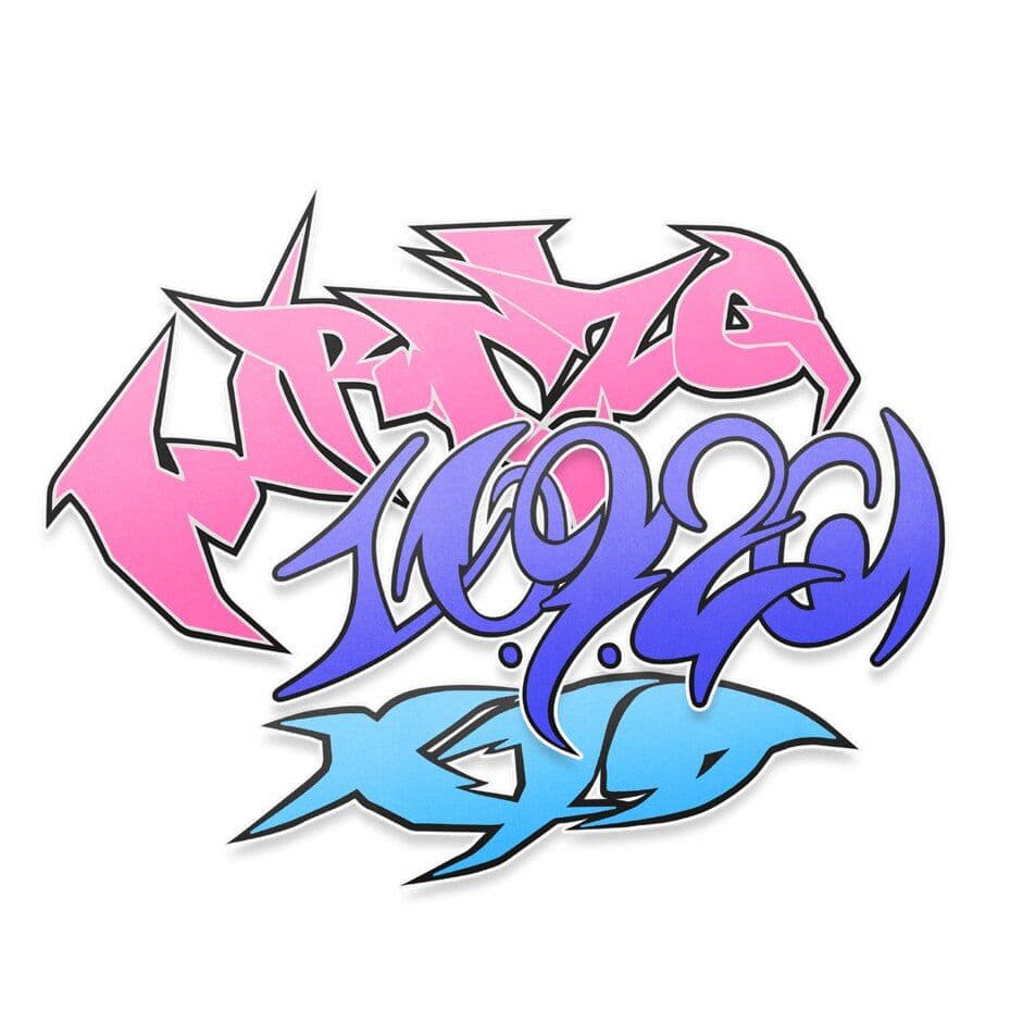 Pink, purple and blue graffiti style WRN 2020 lettering on white