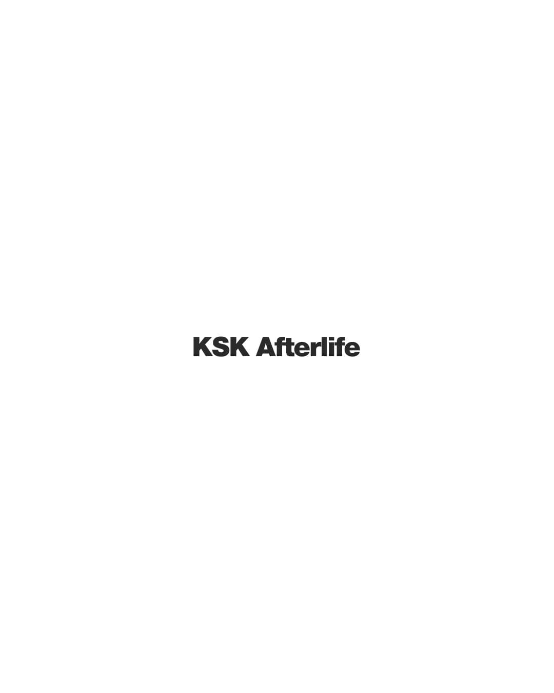 Black KSK Afterlife title centred on white
