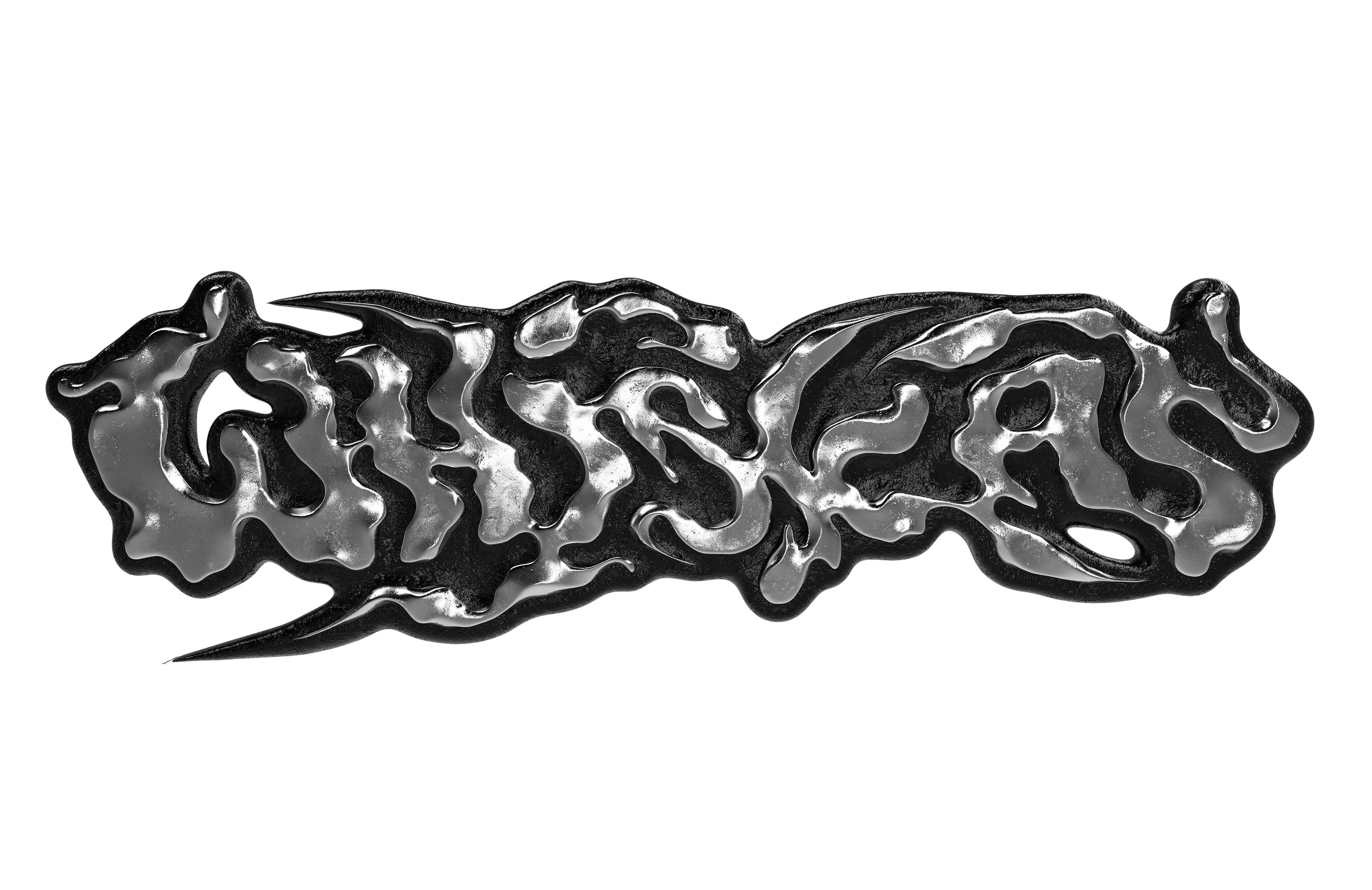 Dark metallic WHISKAS lettering on white